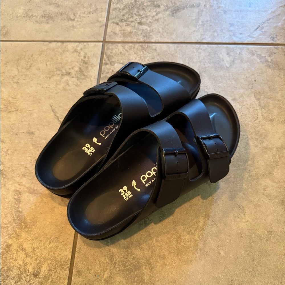 Papillio Black Double Strap Sandals